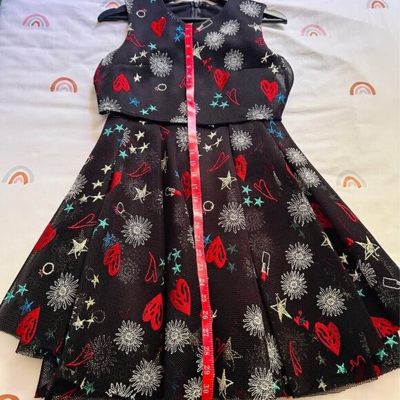Maje Rachel Black Mesh Mini Dress - Embroidered Hearts & Lipsticks, Size S small - Picture 6 of 10